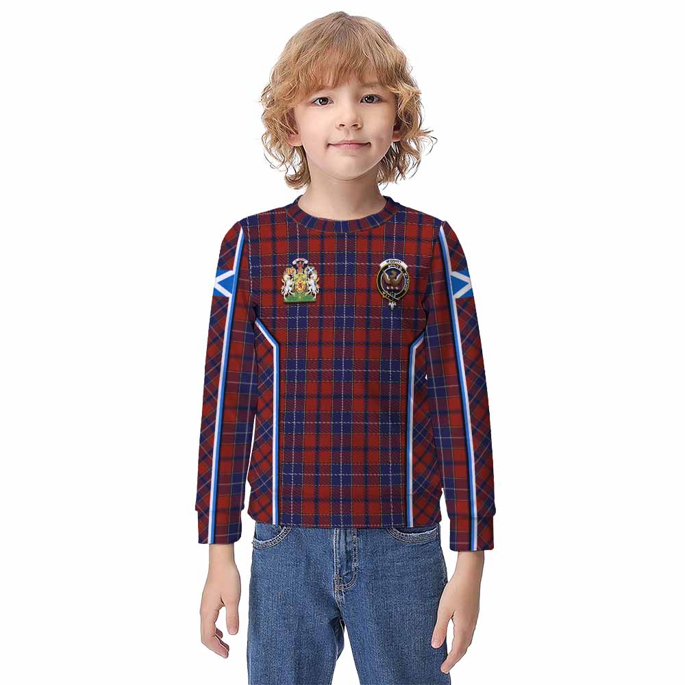 Wishart Tartan Crest Kid Knitted Sweatshirt Scotland Coat of Arm Flag Style - Tartan Vibes Clothing