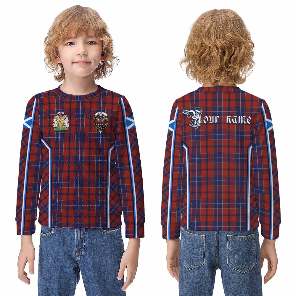 Wishart Tartan Crest Kid Knitted Sweatshirt Scotland Coat of Arm Flag Style - Tartan Vibes Clothing