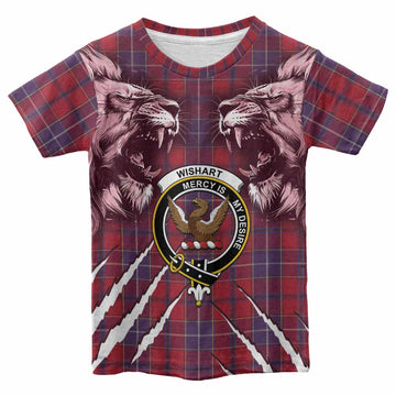 Wishart Tartan Crest Kid T-shirt Ferocious Lion Style