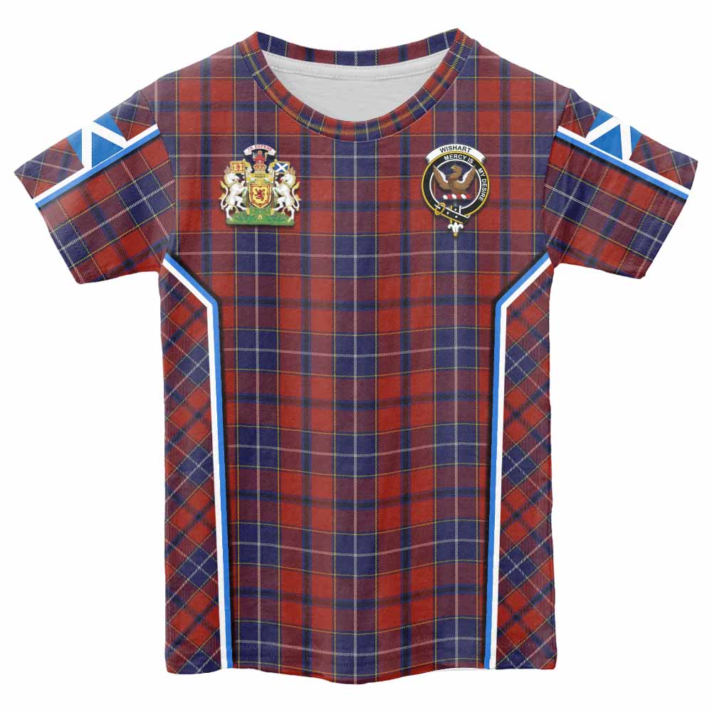 Wishart Tartan Crest Kid T-shirt Scotland Coat of Arm Flag Style - Tartan Vibes Clothing