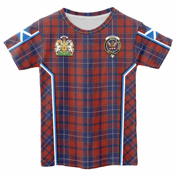 Wishart Tartan Crest Kid T-shirt Scotland Coat of Arm Flag Style - Tartan Vibes Clothing