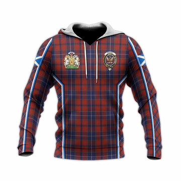 Wishart Tartan Crest Knitted Hoodie Scotland Coat of Arm Flag Style - Tartan Vibes Clothing
