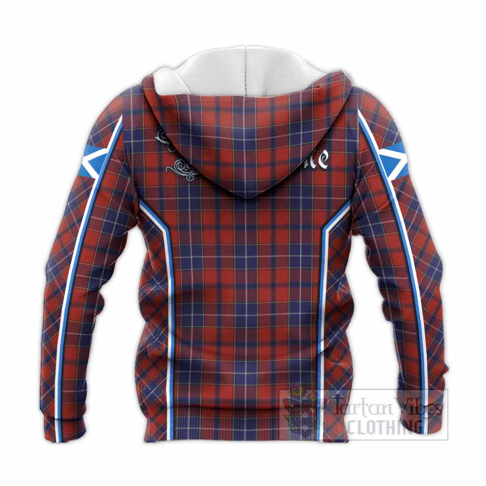 Wishart Tartan Crest Knitted Hoodie Scotland Coat of Arm Flag Style - Tartan Vibes Clothing