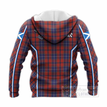 Wishart Tartan Crest Knitted Hoodie Scotland Coat of Arm Flag Style - Tartan Vibes Clothing