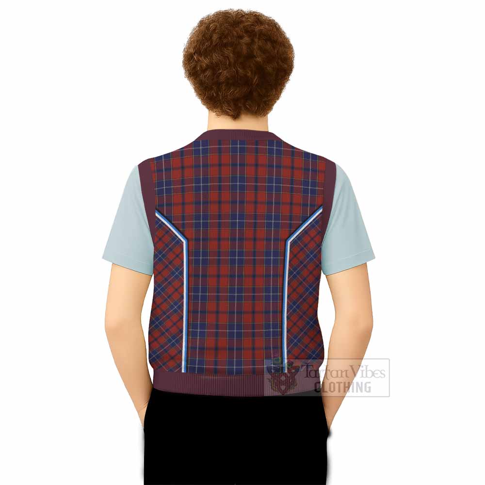 Wishart Tartan Crest Knitted V-Neck Vest Scotland Coat of Arm Flag Style - Tartan Vibes Clothing