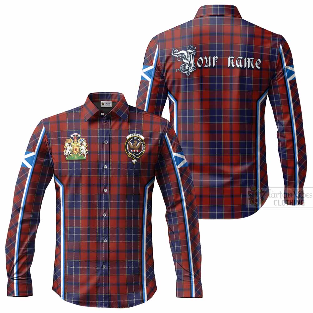Wishart Tartan Crest Long Sleeve Button Shirts Scotland Coat of Arm Flag Style - Tartan Vibes Clothing