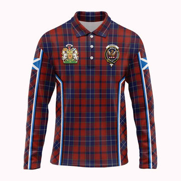 Wishart Tartan Crest Long Sleeve Polo Shirt Scotland Coat of Arm Flag Style - Tartan Vibes Clothing