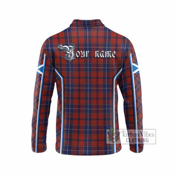 Wishart Tartan Crest Long Sleeve Polo Shirt Scotland Coat of Arm Flag Style - Tartan Vibes Clothing