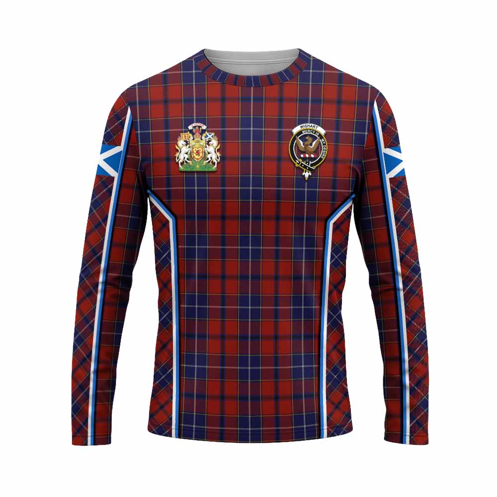 Wishart Tartan Crest Long Sleeve T-Shirt Scotland Coat of Arm Flag Style - Tartan Vibes Clothing