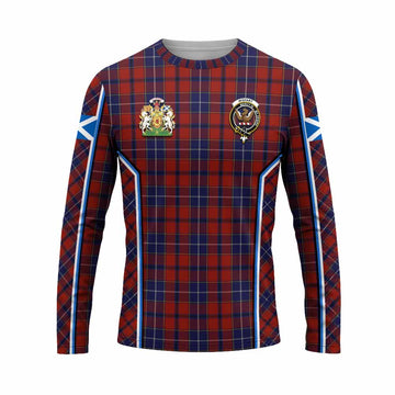 Wishart Tartan Crest Long Sleeve T-Shirt Scotland Coat of Arm Flag Style - Tartan Vibes Clothing