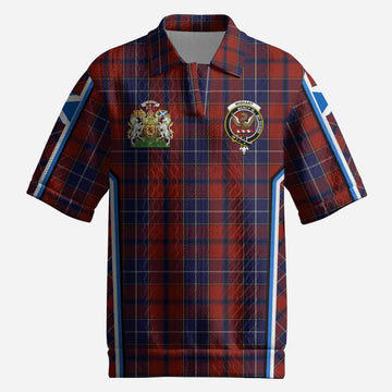 Wishart Tartan Crest Men’s Polo Sweater Top Scotland Coat of Arm Flag Style