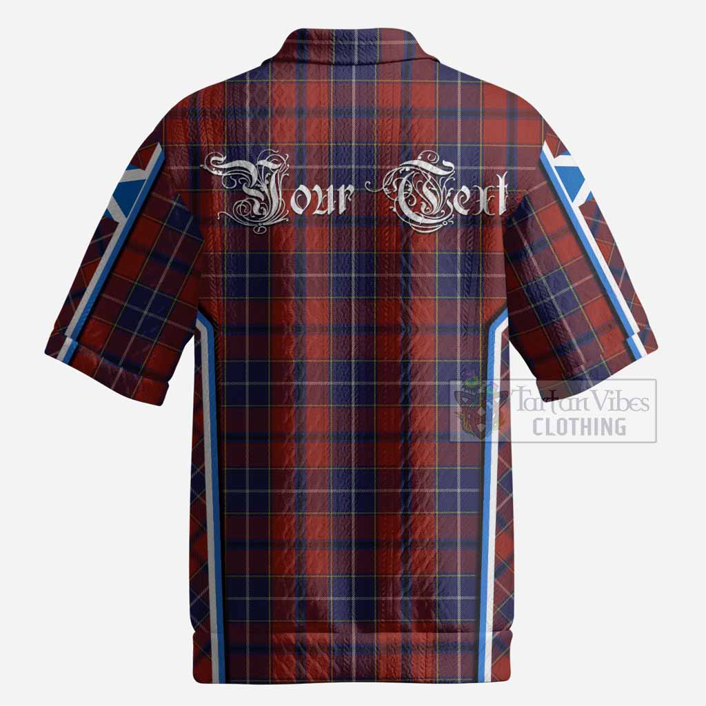 Wishart Tartan Crest Men’s Polo Sweater Top Scotland Coat of Arm Flag Style