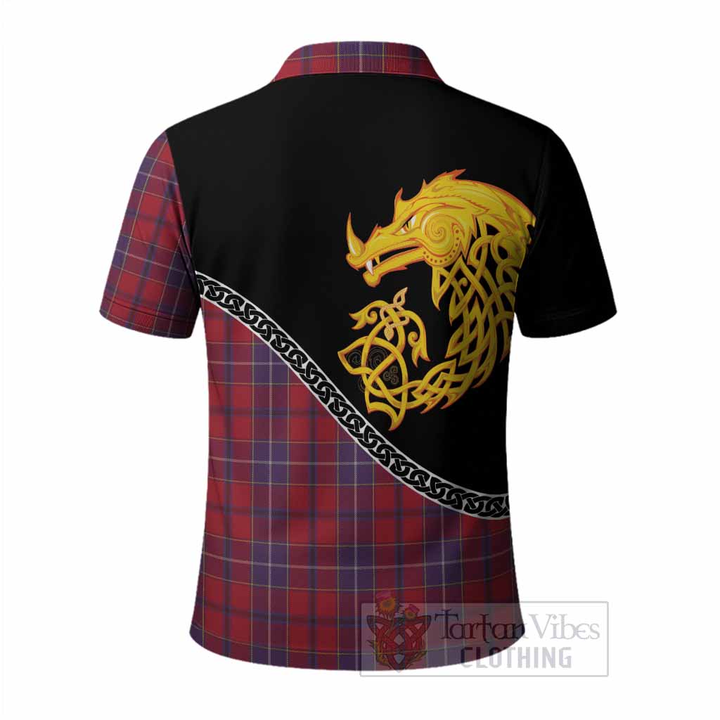 Wishart Tartan Crest Polo Shirt Legendary Dragon Knot Half Style