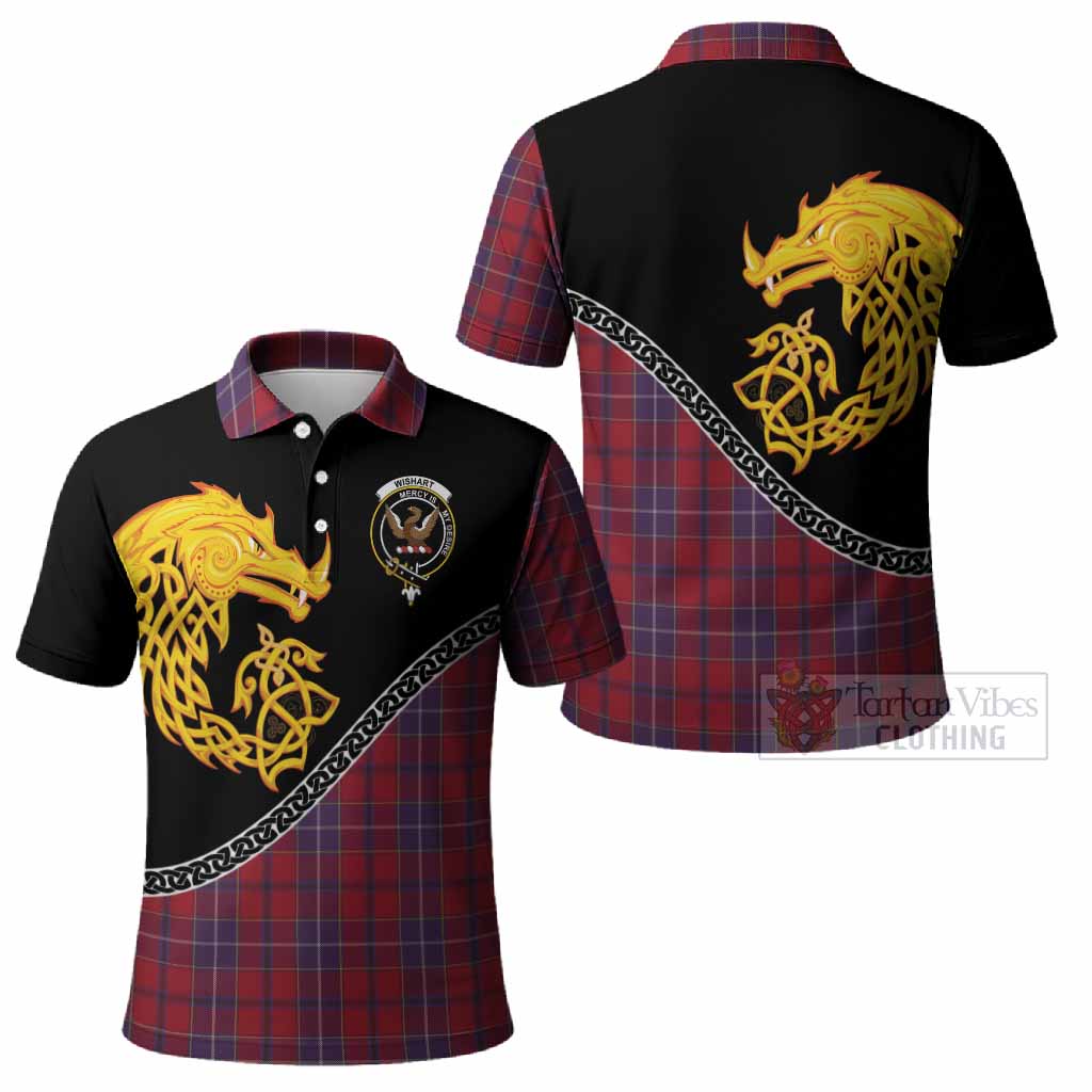 Wishart Tartan Crest Polo Shirt Legendary Dragon Knot Half Style