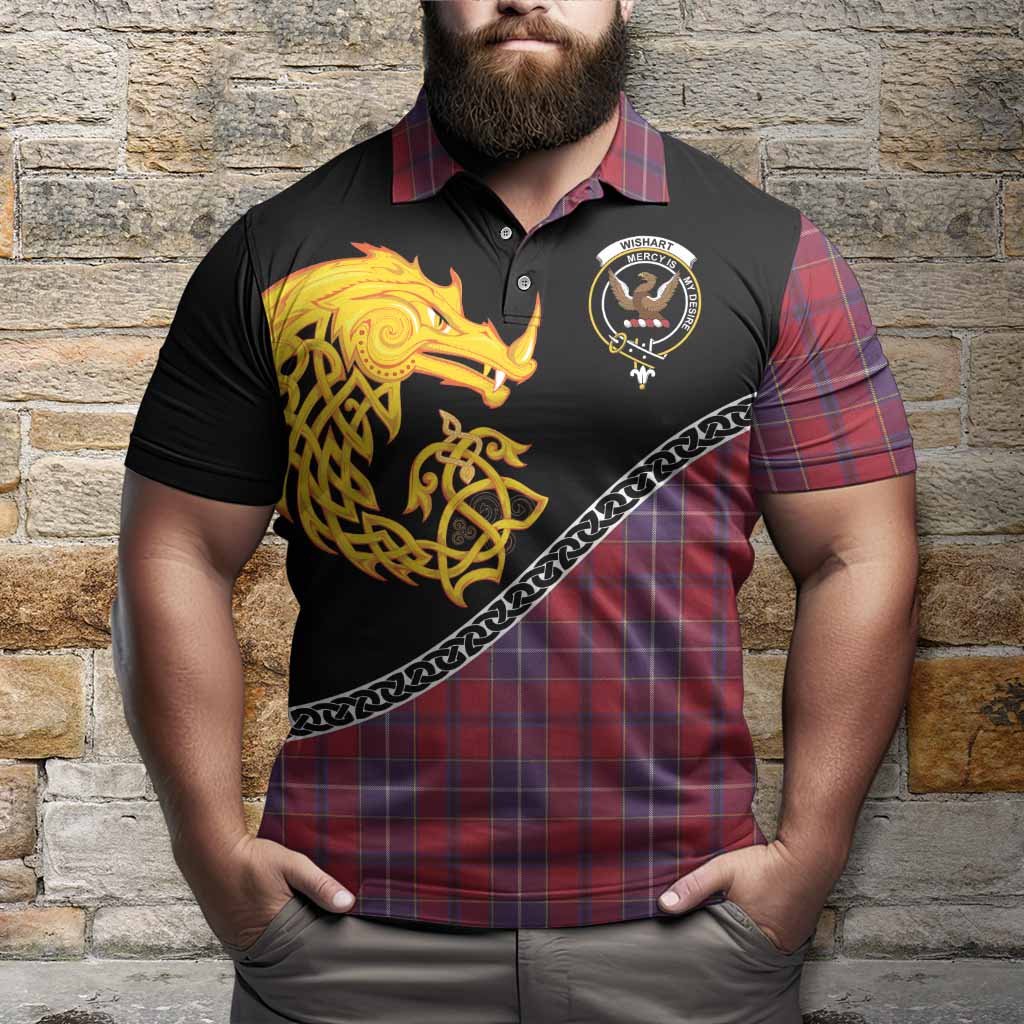 Wishart Tartan Crest Polo Shirt Legendary Dragon Knot Half Style