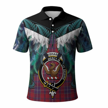 Wishart Tartan Crest Polo Shirt New Zealand Maori Korowai Cloak