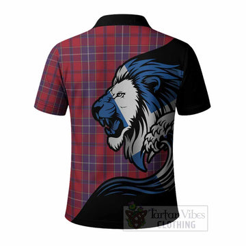 Wishart Tartan Crest Polo Shirt Scottish Golden Lions Wave Flow