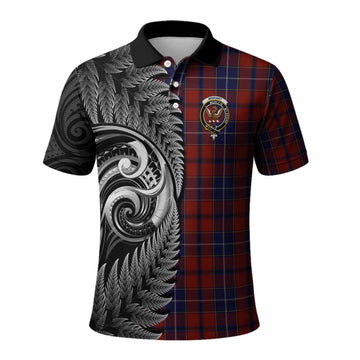 Wishart Tartan Crest Polo Shirt With New Zealand Silver Fern Maori Koru