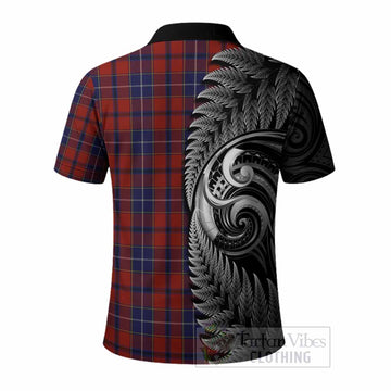 Wishart Tartan Crest Polo Shirt With New Zealand Silver Fern Maori Koru