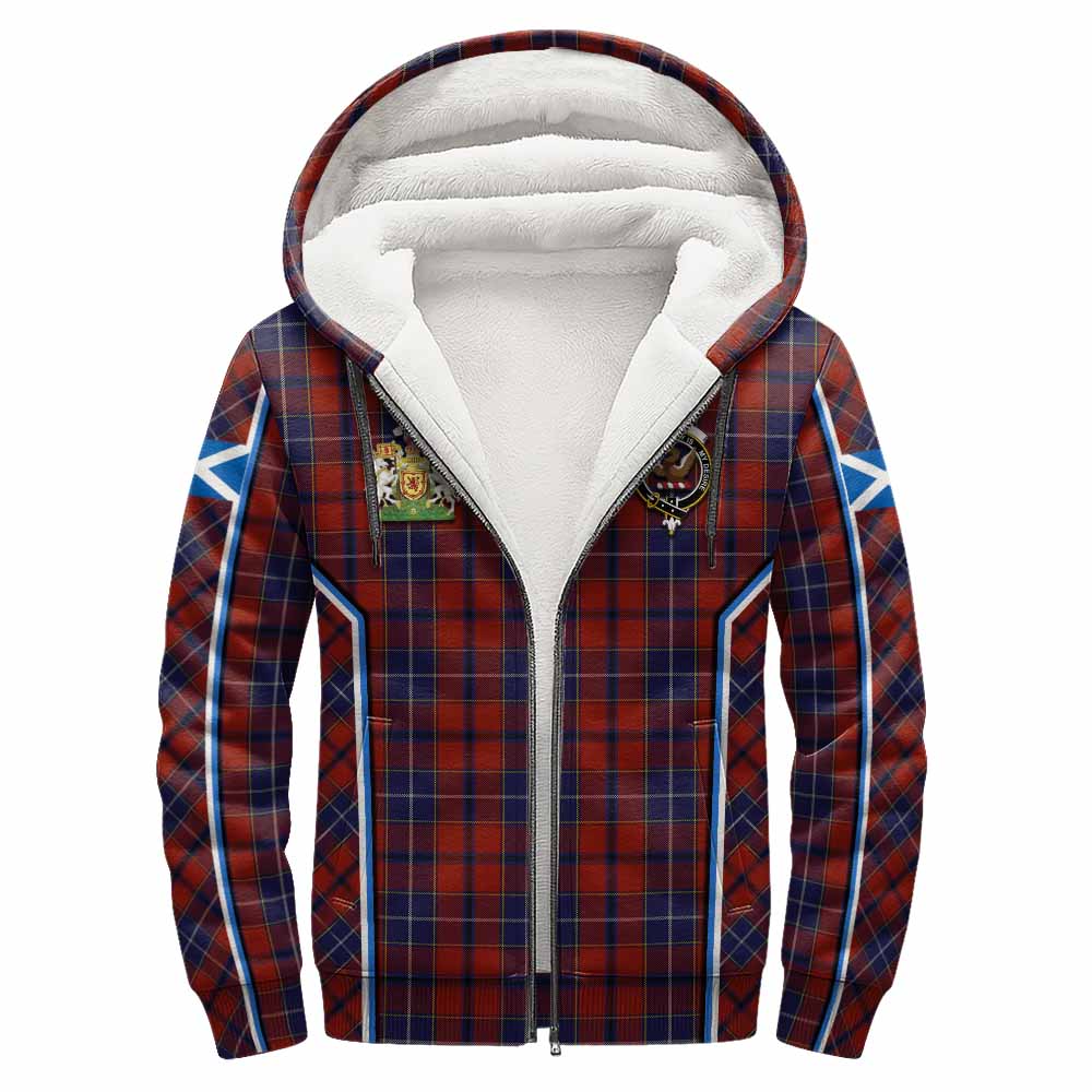 Wishart Tartan Crest Sherpa Hoodie Scotland Coat of Arm Flag Style - Tartan Vibes Clothing