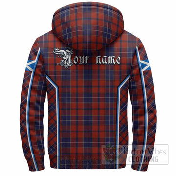 Wishart Tartan Crest Sherpa Hoodie Scotland Coat of Arm Flag Style - Tartan Vibes Clothing