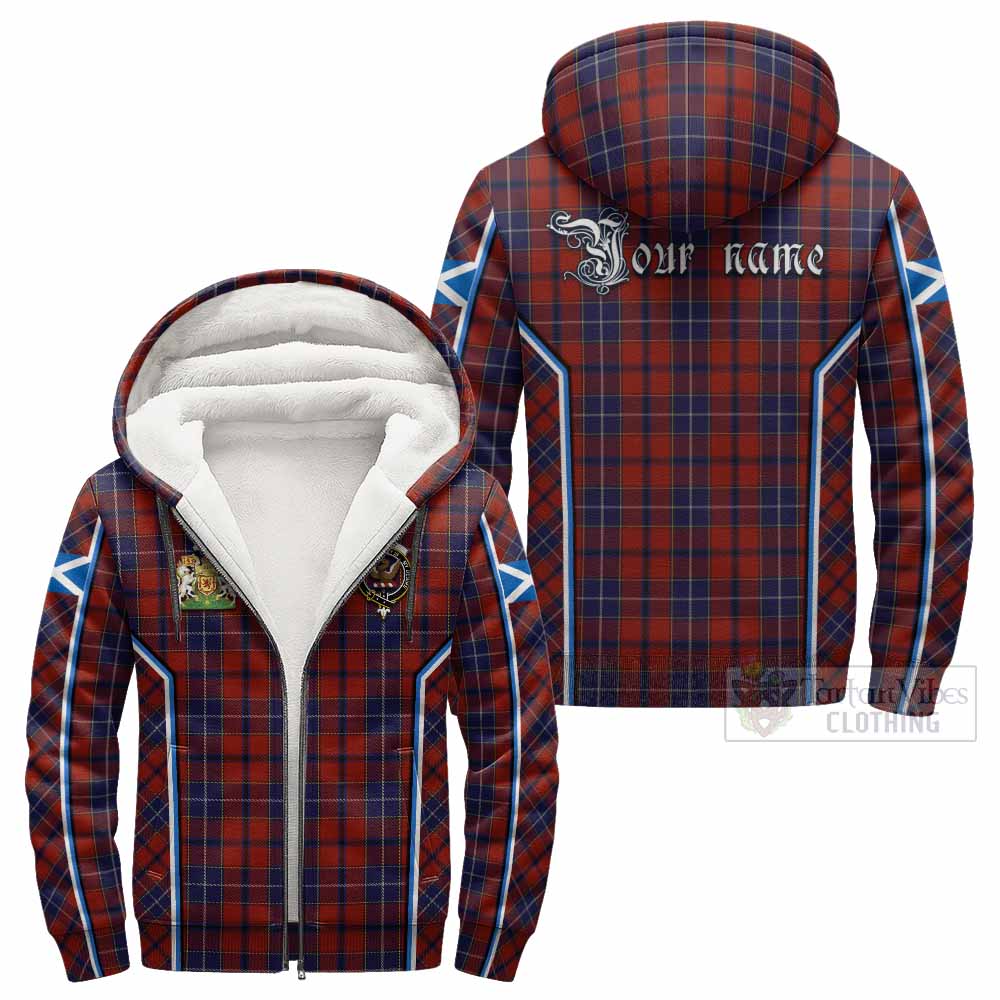 Wishart Tartan Crest Sherpa Hoodie Scotland Coat of Arm Flag Style - Tartan Vibes Clothing
