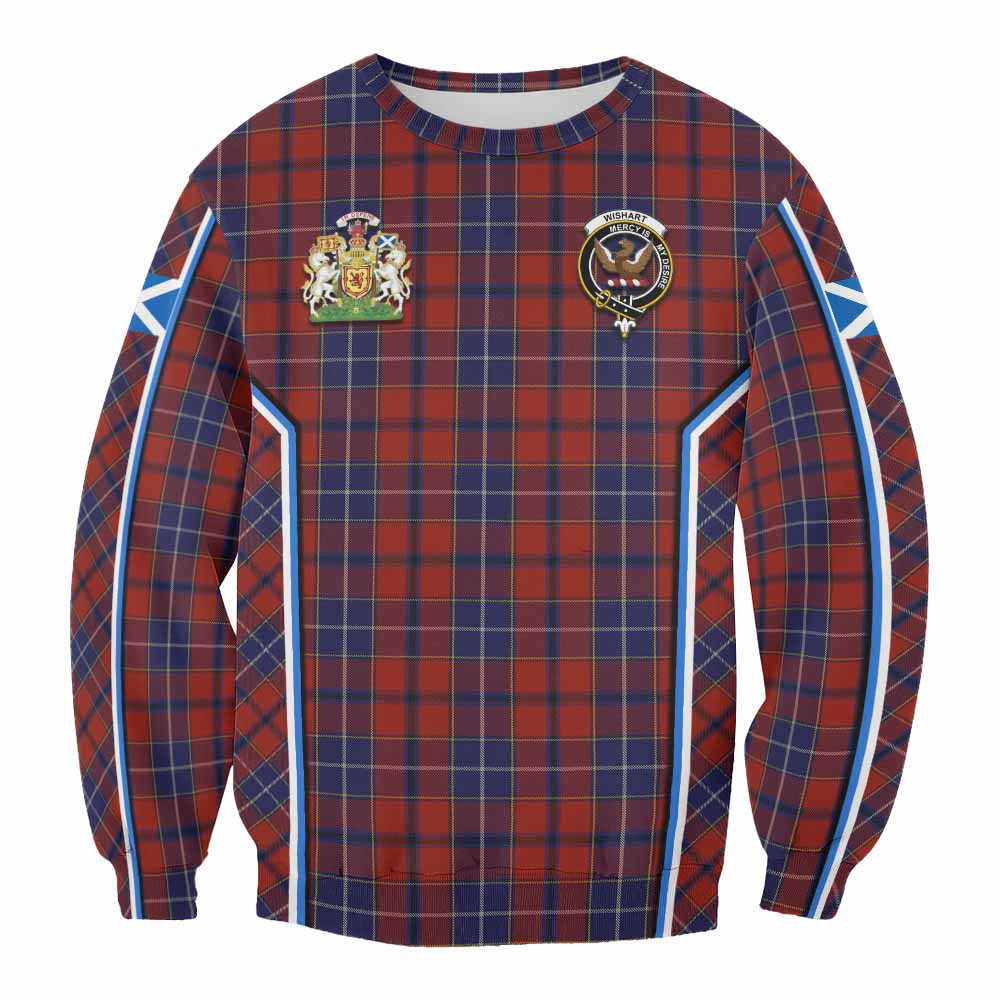 Wishart Tartan Crest Sweatshirt Scotland Coat of Arm Flag Style - Tartan Vibes Clothing