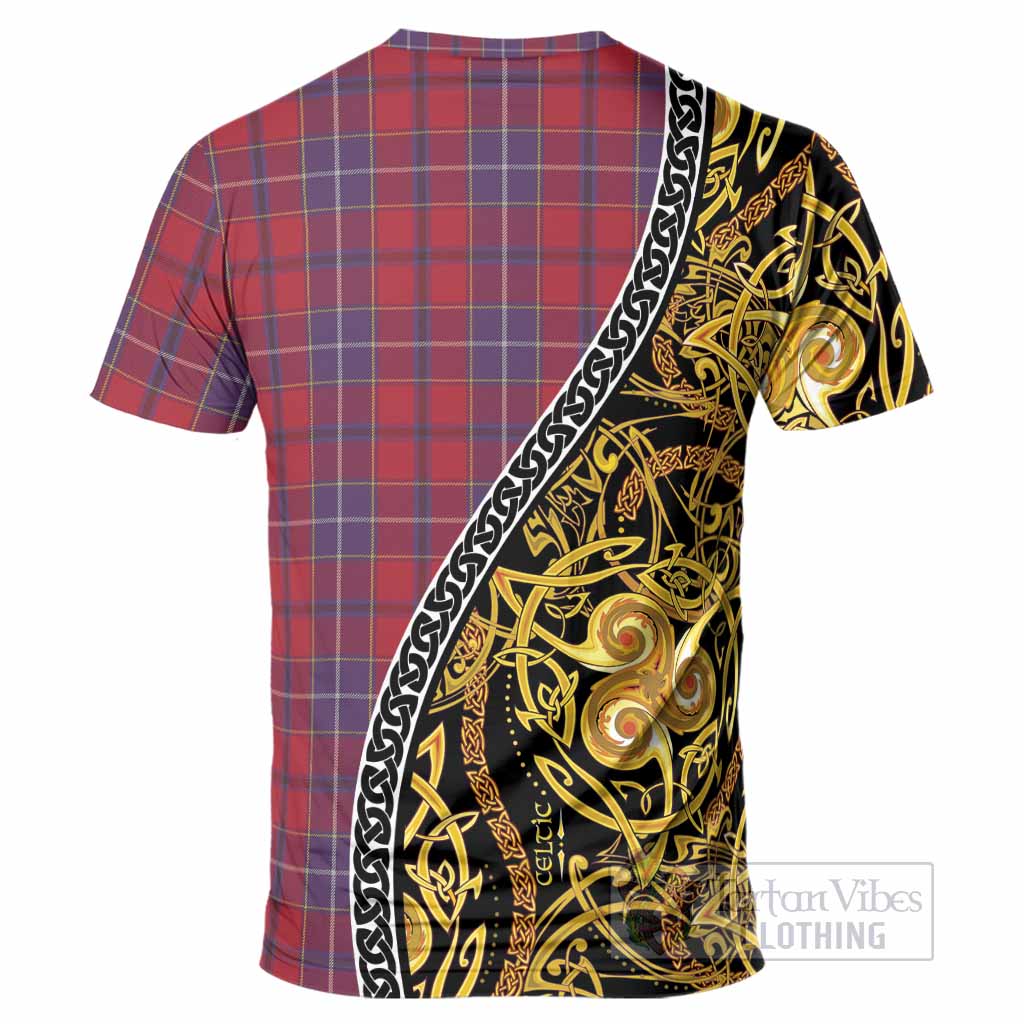Wishart Tartan Crest T-Shirt Celtic Knot and Triple Trickle Spiral Symbols