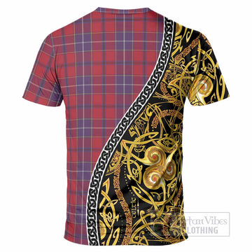 Wishart Tartan Crest T-Shirt Celtic Knot and Triple Trickle Spiral Symbols