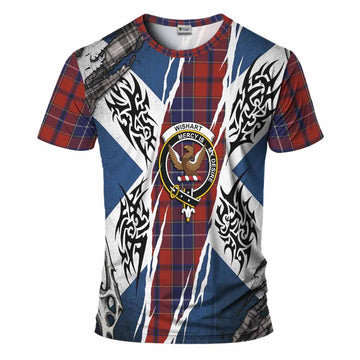 Wishart Tartan Crest T-Shirt Scotland Flag Ripped Tribal Design