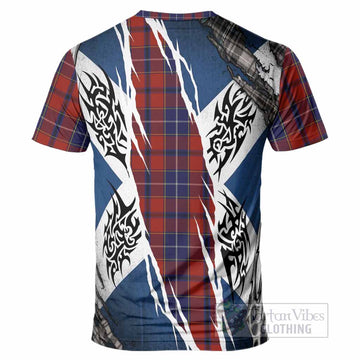 Wishart Tartan Crest T-Shirt Scotland Flag Ripped Tribal Design
