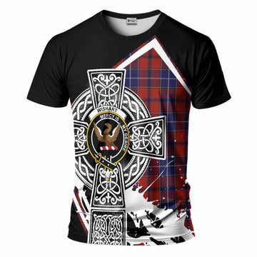 Wishart Tartan Crest T-Shirt Scottish Celtic Cross Heritage