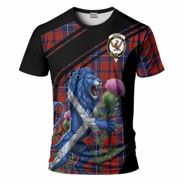 Wishart Tartan Crest T-Shirt Scottish Lion Rampant Thistle