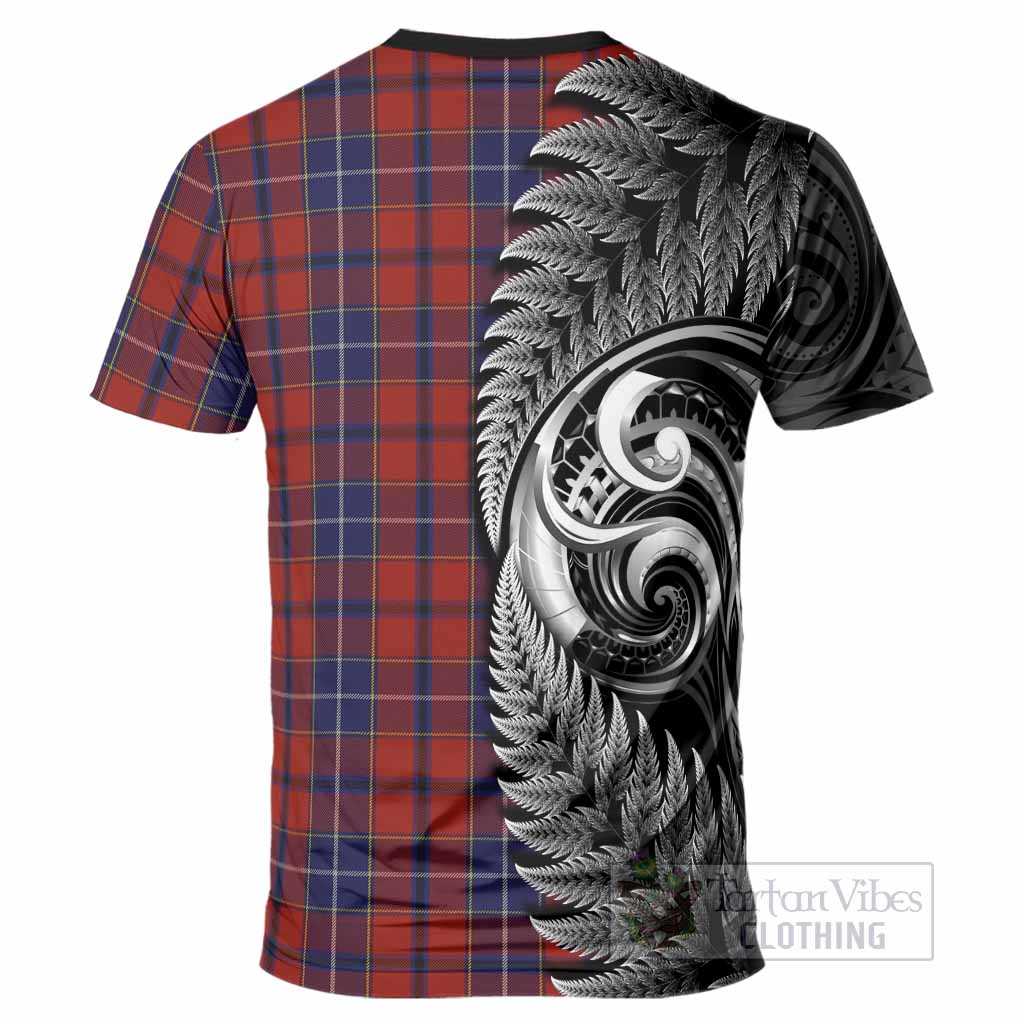 Wishart Tartan Crest T-Shirt With New Zealand Silver Fern Maori Koru