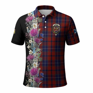Wishart Tartan Crest Thistle Floral Polo Shirt Kid - Tartan Vibes Clothing
