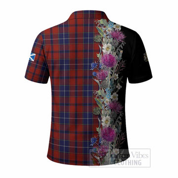 Wishart Tartan Crest Thistle Floral Polo Shirt - Tartan Vibes Clothing