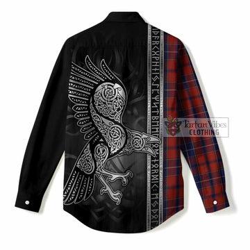 Wishart Tartan Crest Women Casual Shirt Norse Mythology Viking Odin Crow Tattoo
