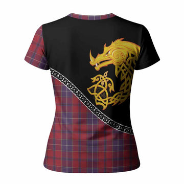 Wishart Tartan Crest Women T shirt Legendary Dragon Knot Half Style