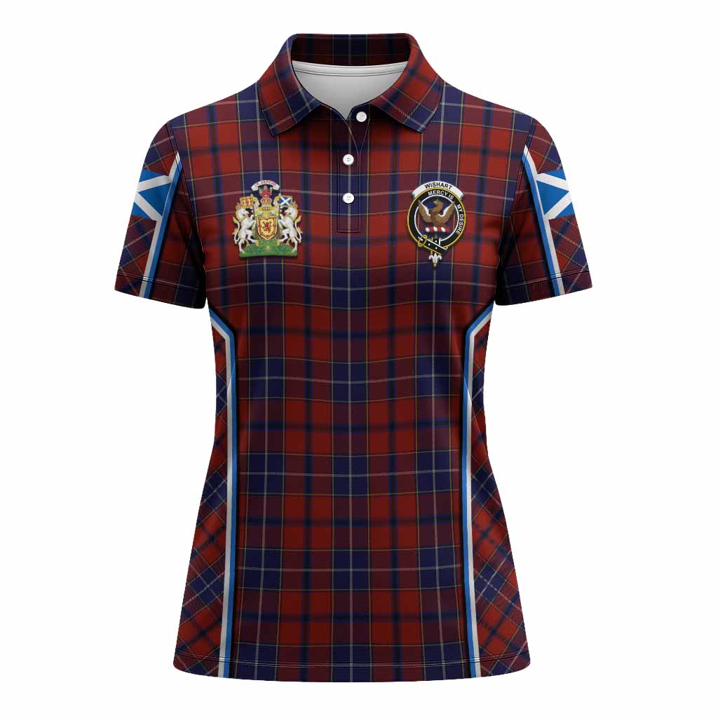 Wishart Tartan Crest Women's Polo Shirt Scotland Coat of Arm Flag Style - Tartan Vibes Clothing
