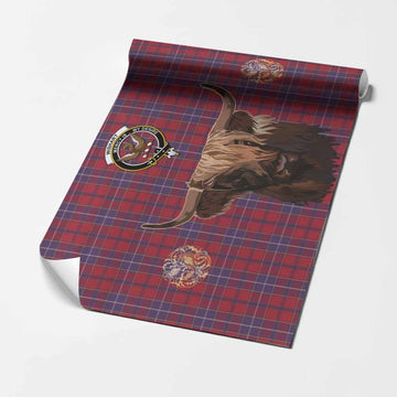 Wishart Tartan Crest Wrapping Paper Scotland Heilan Coo Tartan Seamless Style