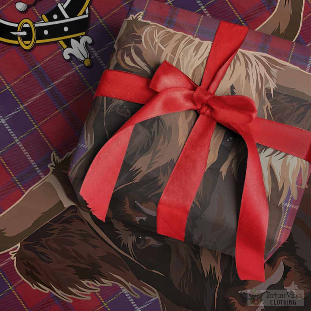 Wishart Tartan Crest Wrapping Paper Scotland Heilan Coo Tartan Seamless Style