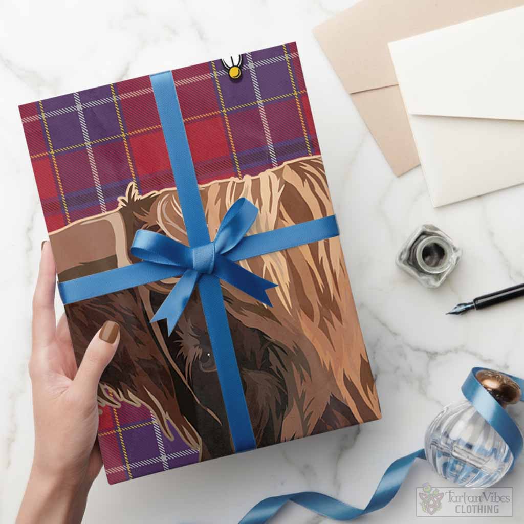 Wishart Tartan Crest Wrapping Paper Scotland Heilan Coo Tartan Seamless Style