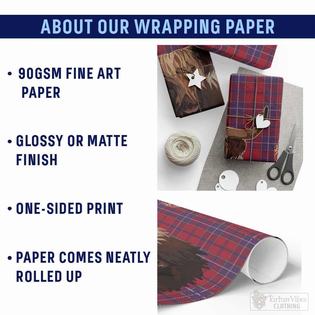 Wishart Tartan Crest Wrapping Paper Scotland Heilan Coo Tartan Seamless Style