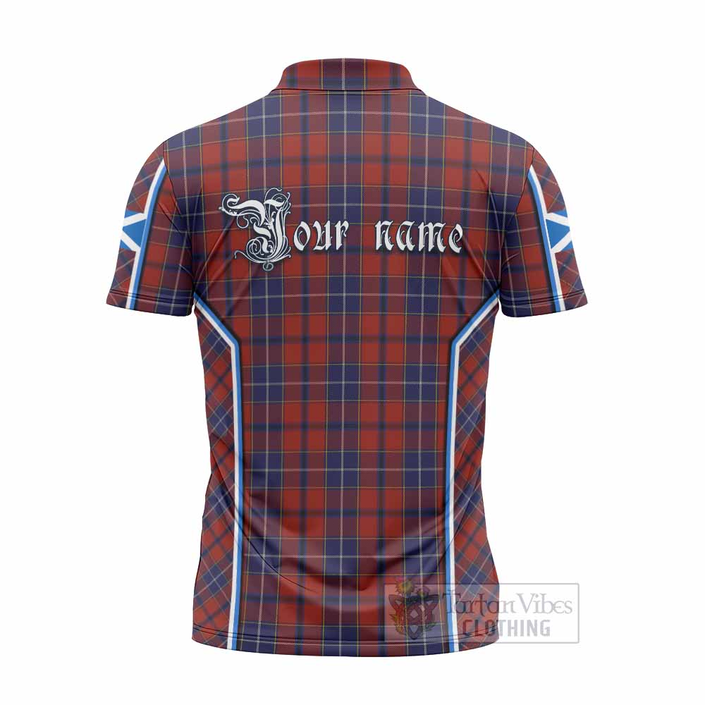 Wishart Tartan Crest Zipper Polo Shirt Scotland Coat of Arm Flag Style - Tartan Vibes Clothing