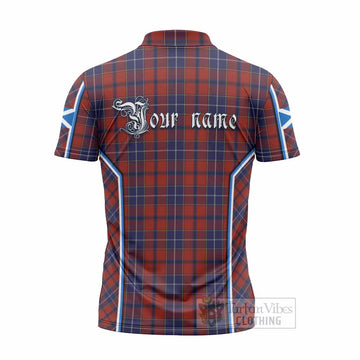 Wishart Tartan Crest Zipper Polo Shirt Scotland Coat of Arm Flag Style - Tartan Vibes Clothing