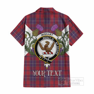 Wishart Tartan Family Crest Cotton Hawaiian Shirt Scottish Burns Night Thistle Floral
