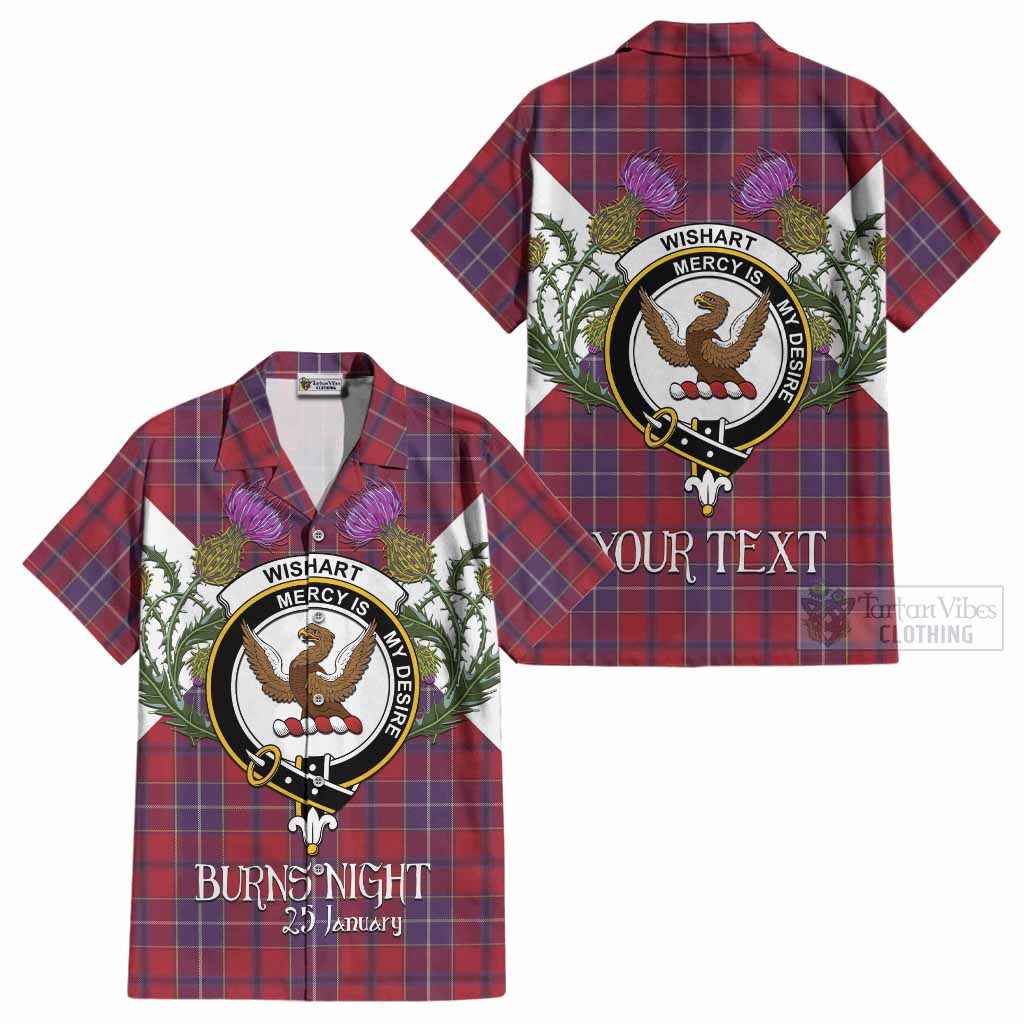 Wishart Tartan Family Crest Cotton Hawaiian Shirt Scottish Burns Night Thistle Floral