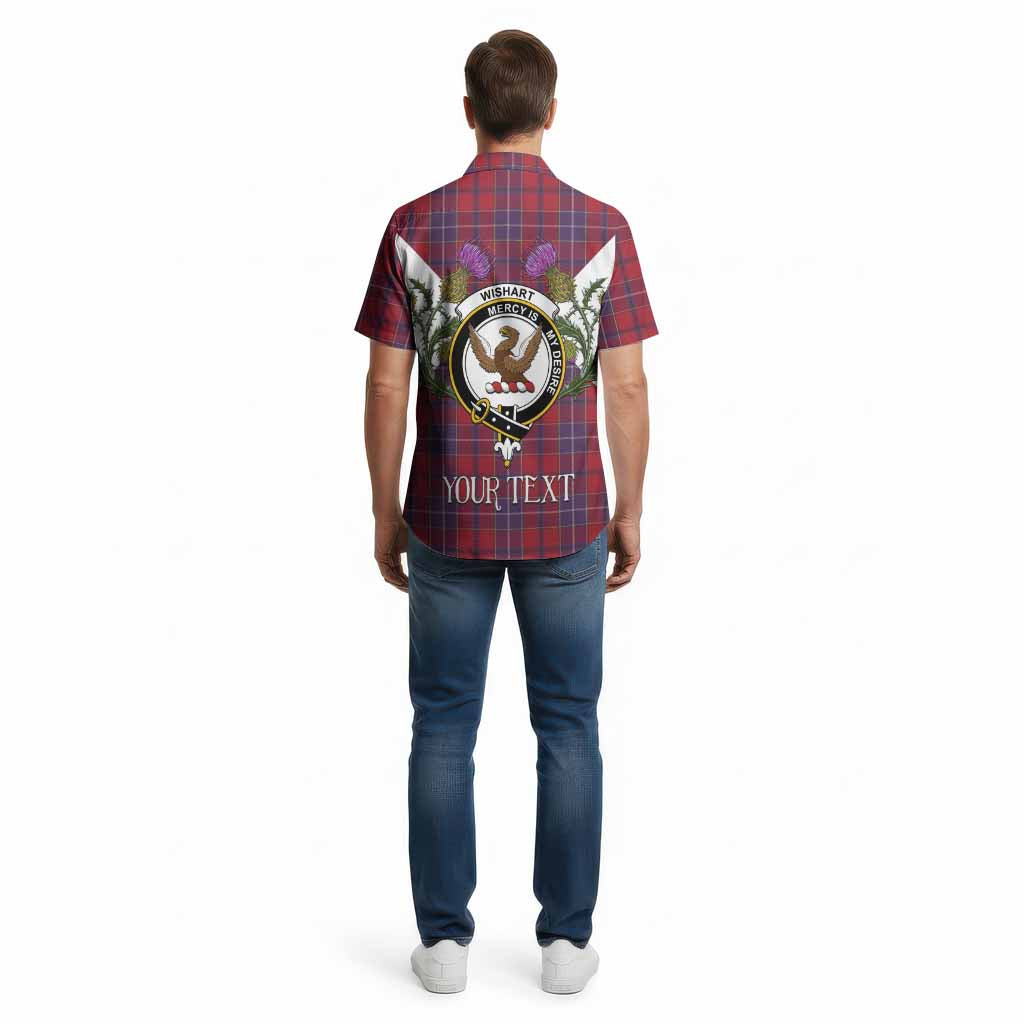 Wishart Tartan Family Crest Cotton Hawaiian Shirt Scottish Burns Night Thistle Floral