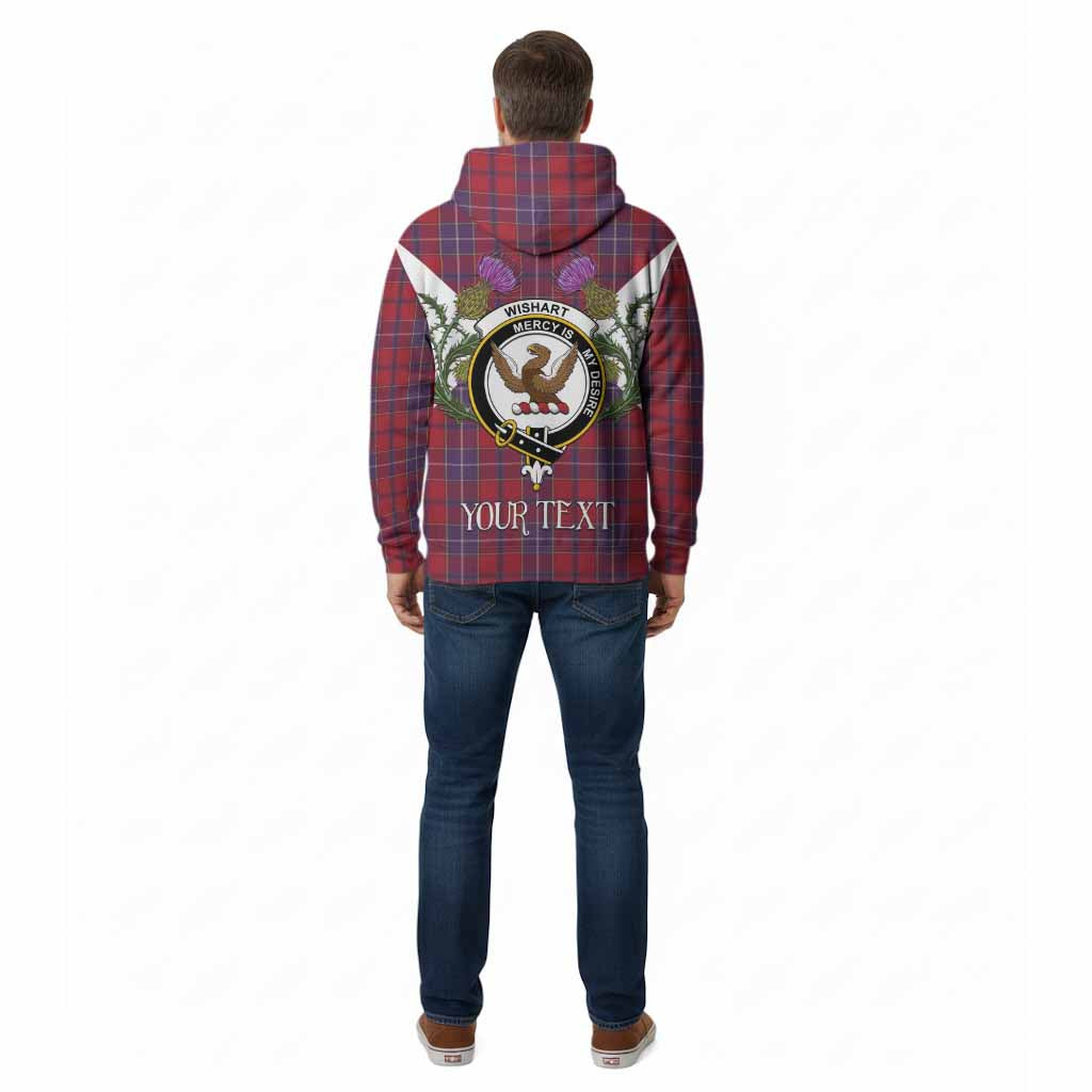 Wishart Tartan Family Crest Cotton Hoodie Scottish Burns Night Thistle Floral