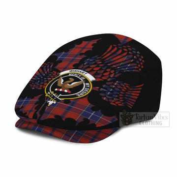 Wishart Tartan Family Crest Flat Cap, Jeff Cap Scotland Thistle Floral